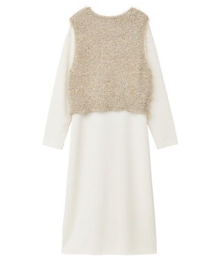 Green Parks ＳＥＴ２点ベスト＋リブワンピース Ivory