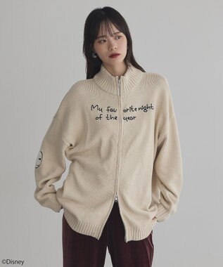 earth music&ecology ナイトメア／ダブルジップニットカーディガン Ecru