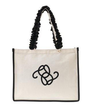 Maison de FLEUR フリルハンドル帆布キャリーオンバッグ Black