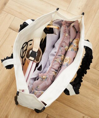 Maison de FLEUR フリルハンドル帆布キャリーオンバッグ Black