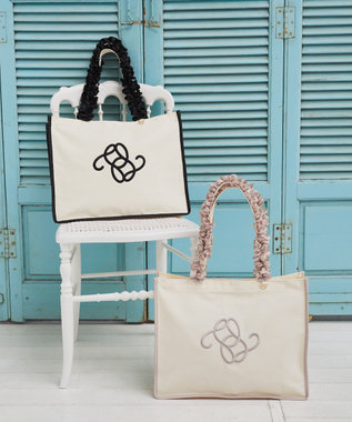 Maison de FLEUR フリルハンドル帆布キャリーオンバッグ Black