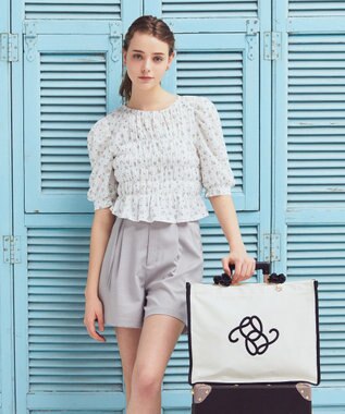 Maison de FLEUR フリルハンドル帆布キャリーオンバッグ Black