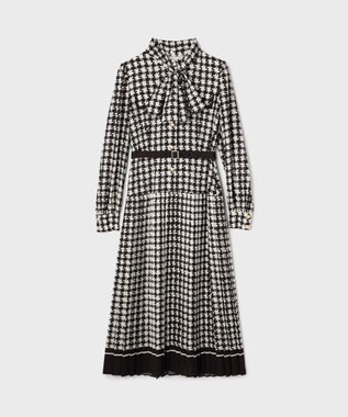 GRACE CONTINENTAL バイカラーチェックプリントワンピース ブラック