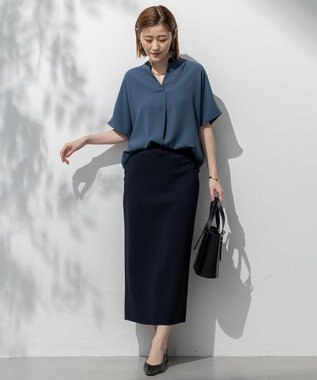 23区 S 【WEB&一部店舗限定/洗える】レーヨンポリエステルストレッチ タイト スカート ネイビー系