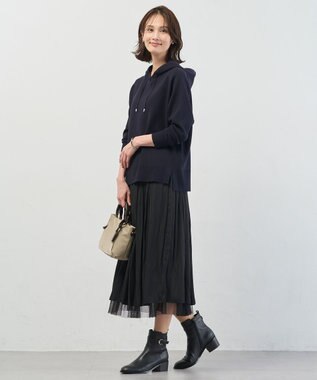 J.PRESS LADIES S Smooth ニット パーカー ネイビー系