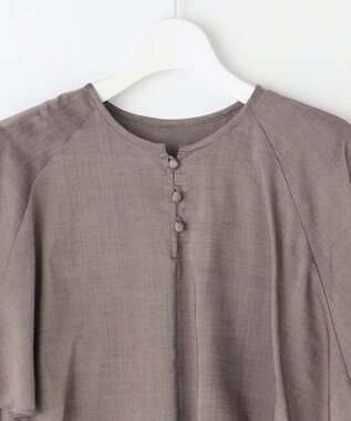自由区 S 【洗える】キュプラシアー ブラウス セピア