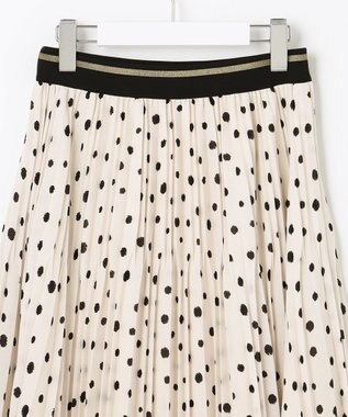 自由区 【セットアップ可】ドットプリント プリーツスカート ベージュ系5