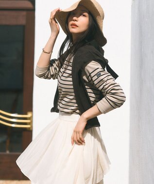 23区 S 【CLASSY.6月号掲載/洗える】ピュアリネンバルキー Vネックニット ダークブラウン系