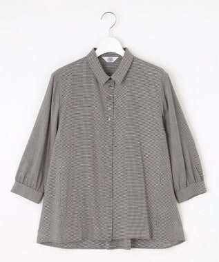 J.PRESS LADIES L 【洗える】ウォッシャブルキュプラツイル シャツ ブラックチェック系