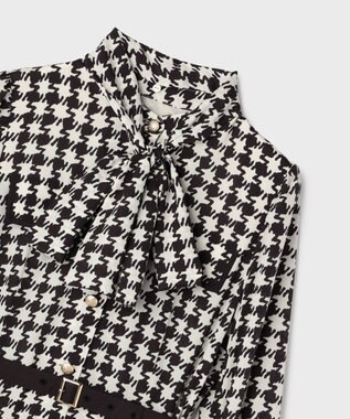 GRACE CONTINENTAL バイカラーチェックプリントワンピース ブラック