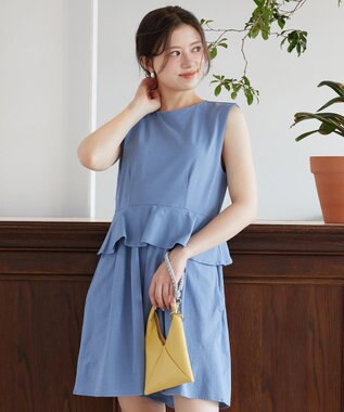 Feroux 【接触冷感・UVカット・吸水速乾】ラッシュガードペプラム オールインワン ブルー系