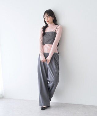 earth music&ecology ハートプレートリブニットプルオーバー Pink