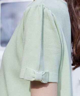 Tiaclasse L 【洗える】リボン袖ニットチュニック ミント