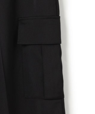 ICB L 【スマートバック仕様・洗える】ストレッチダブルサテン カーゴパンツ ブラック系