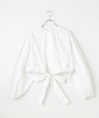 #Newans ウエストリボンショートブラウス ホワイト