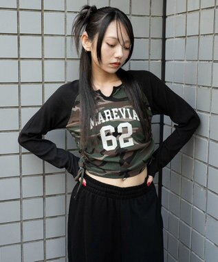 WEGO キーネックサイドドロストラグランロンT