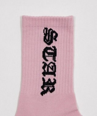 WEGO オールドイングリッシュロゴリブソックス ピンク