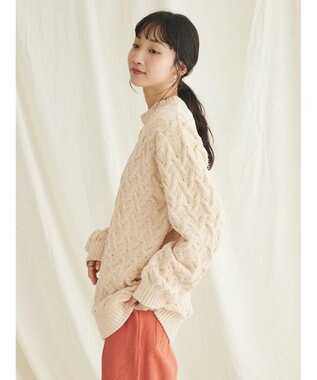 CRAFT STANDARD BOUTIQUE 洗えるモールケーブルニットチュニック Ivory