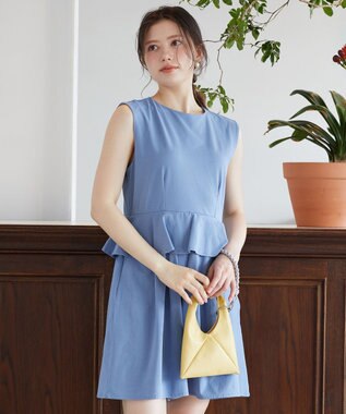 Feroux 【接触冷感・UVカット・吸水速乾】ラッシュガードペプラム オールインワン ブルー系