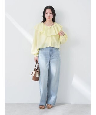 earth music&ecology ラッフルショートブラウス Yellow