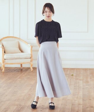 earth music&ecology マジョリカプリーツ半袖ブラウス Dot Navy