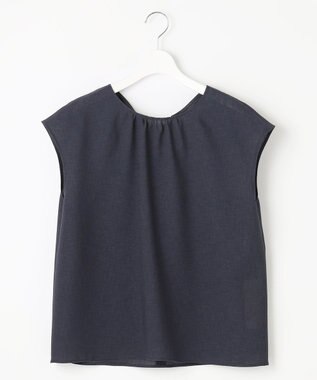 自由区 S 【洗える】ラスティックメッシュバックボウタイ ブラウス ネイビー