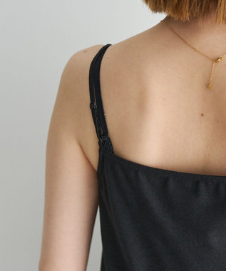 YECCA VECCA ボートネックサテンキャミ Black