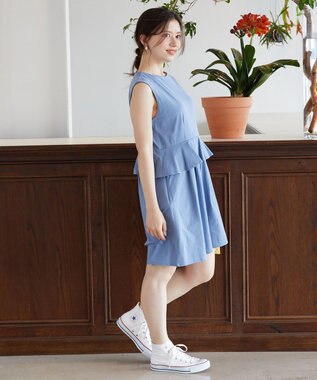 Feroux 【接触冷感・UVカット・吸水速乾】ラッシュガードペプラム オールインワン ブルー系