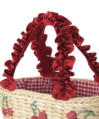Maison de FLEUR チェリー刺繍メイズカゴバッグ Red