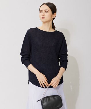 ICB 【WEB限定カラーあり・洗える】ペーパーブレンドシャインニット プルオーバー ネイビー系