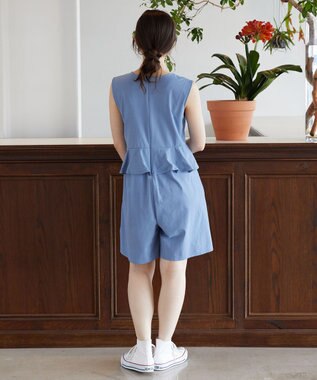 Feroux 【接触冷感・UVカット・吸水速乾】ラッシュガードペプラム オールインワン ブルー系