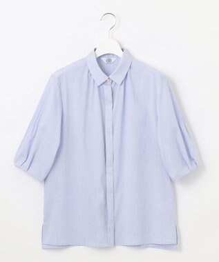 J.PRESS LADIES 【洗える】ラミーポプリン シャツ ブラウス サックス系