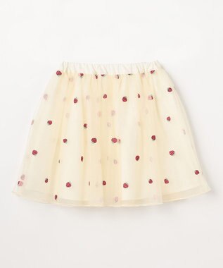 ANY KIDS 【Strawberry Collection】総刺繍 いちごチュールスカート エクリュ