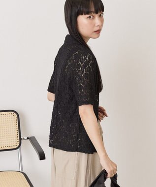 AMERICAN HOLIC 半袖襟付きレースカーディガン Black