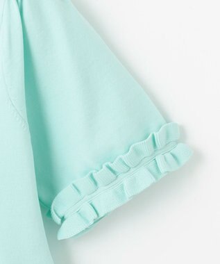 Feroux 【洗える】フリルデザインペプラムニットトップス スカイブルー系