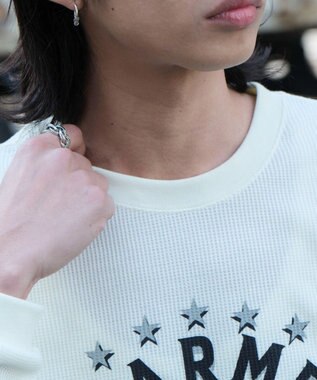 WEGO ワッフルグラフィックT（LS） オフホワイト