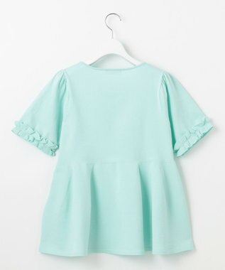 Feroux 【洗える】フリルデザインペプラムニットトップス スカイブルー系