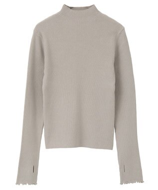 earth music&ecology ハートプレートリブニットプルオーバー Gray