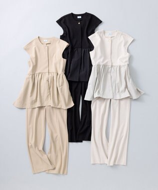 組曲 S スタイルアップジャージー フレアパンツ ラテベージュ系