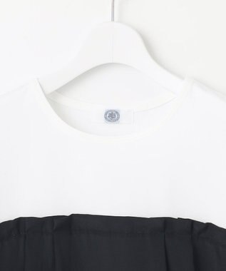 J.PRESS LADIES 【洗える】ドッキングジャージー ビスチェライク プルオーバー オフ×ブラック系