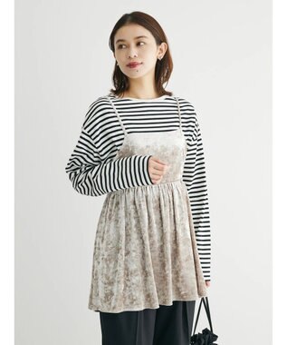 Green Parks ・ＥＬＥＮＣＡＲＥ　ＤＵＥクラッシュベロアキャミチュニック Beige