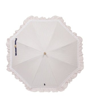 MOONBAT 【遮光/晴雨兼用日傘】POLO RALPH LAUREN(ポロ ラルフローレン) ストライプフリル 長傘 遮熱 UV ベージュ