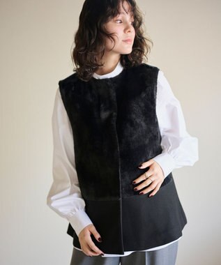 #Newans ペプラムシルエットファージレ ブラック