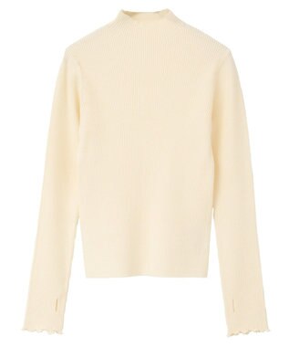 earth music&ecology ハートプレートリブニットプルオーバー Ivory