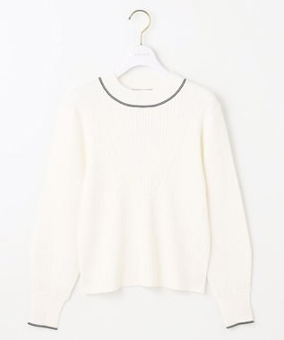 ANY SIS S 【アンサンブル対応】バイカラーリブ ニット オフ×ネイビー