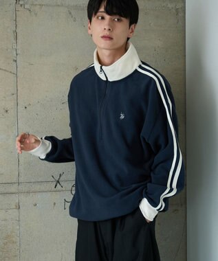WEGO 【ユニセックス着用ITEM】USPOLOフリースハーフジッププルオーバー ネイビー