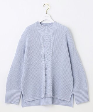 ANY SIS 【洗える】スフレアランパターン ニット ミントブルー