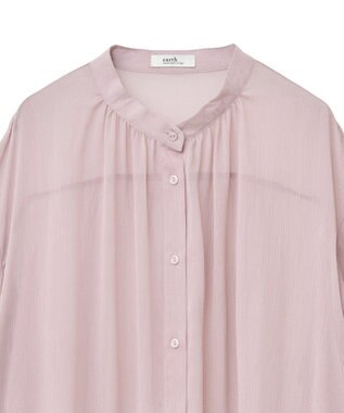 earth music&ecology バルーンスリーブシアーシャツ Pink