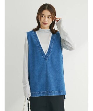 Green Parks Ｖネックフリンジベスト Light Indigo