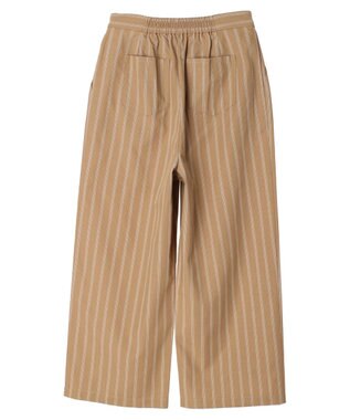 Green Parks 綿麻混タックストレートワイドパンツ Stripe